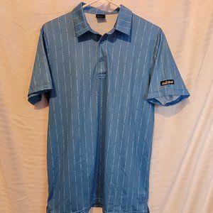 Golf Gods Polo Shirt Blue F Bogeys Pinstripe Design Adult Size Med